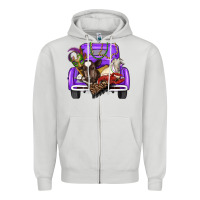 Dove Grey Mardi Gras Truck With Farm Animals Zipper Hoodie - RanaPortraitStore
