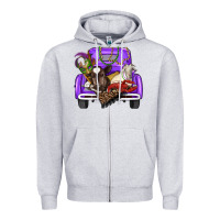 Heather Grey Mardi Gras Truck With Farm Animals Zipper Hoodie - RanaPortraitStore