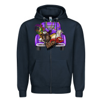 Navy Mardi Gras Truck With Farm Animals Zipper Hoodie - RanaPortraitStore