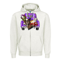 Oatmeal Heather Mardi Gras Truck With Farm Animals Zipper Hoodie - RanaPortraitStore