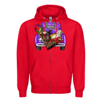 Red Mardi Gras Truck With Farm Animals Zipper Hoodie - RanaPortraitStore