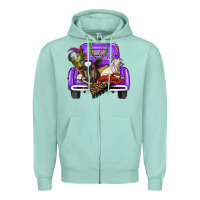 Seafoam Mardi Gras Truck With Farm Animals Zipper Hoodie - RanaPortraitStore