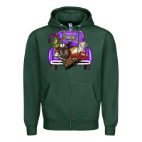 Sports Green Mardi Gras Truck With Farm Animals Zipper Hoodie - RanaPortraitStore