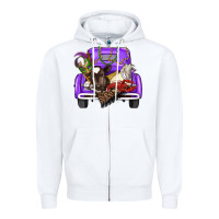 White Mardi Gras Truck With Farm Animals Zipper Hoodie - RanaPortraitStore