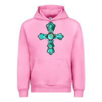 Fuchsia Pink western turquoise gemstone cross Urban Hoodie - BarkalooDesign