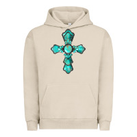 Pigment French Oak western turquoise gemstone cross Urban Hoodie - BarkalooDesign