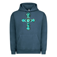 Pigment Midnight Navy western turquoise gemstone cross Urban Hoodie - BarkalooDesign