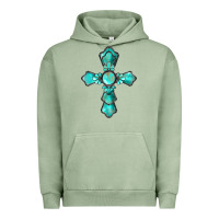 Pigment Oil Green western turquoise gemstone cross Urban Hoodie - BarkalooDesign