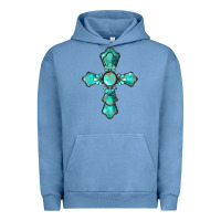 Pigment Pebble Blue western turquoise gemstone cross Urban Hoodie - BarkalooDesign