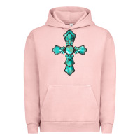 Pigment Salmon western turquoise gemstone cross Urban Hoodie - BarkalooDesign