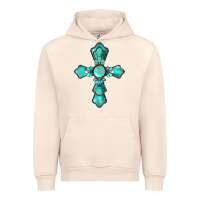 Sandshell western turquoise gemstone cross Urban Hoodie - BarkalooDesign