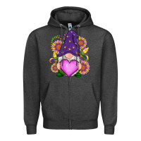 Charcoal Heather Mardi Gras gnome Zipper Hoodie - RanaPortraitStore