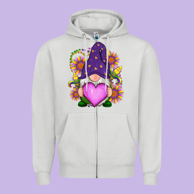 Zipper Hoodie Mardi Gras gnome