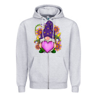 Heather Grey Mardi Gras gnome Zipper Hoodie - RanaPortraitStore