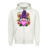 Oatmeal Heather Mardi Gras gnome Zipper Hoodie - RanaPortraitStore