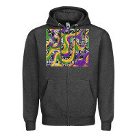 Charcoal Heather Mardi Gras Cowhide Zipper Hoodie - RanaPortraitStore