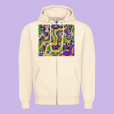 Zipper Hoodie Mardi Gras Cowhide