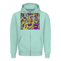 Seafoam Mardi Gras Cowhide Zipper Hoodie - RanaPortraitStore