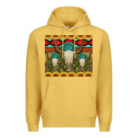 Antique Gold bull skulls gemstones and cactus with leopard and aztec Premium Hoodie - Artiststas