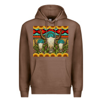 Chestnut bull skulls gemstones and cactus with leopard and aztec Premium Hoodie - Artiststas