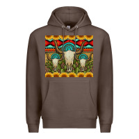 Coffee bull skulls gemstones and cactus with leopard and aztec Premium Hoodie - Artiststas
