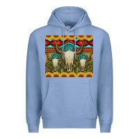Bull Skulls Gemstones And Cactus With Leopard And Aztec Premium Hoodie | Teevron