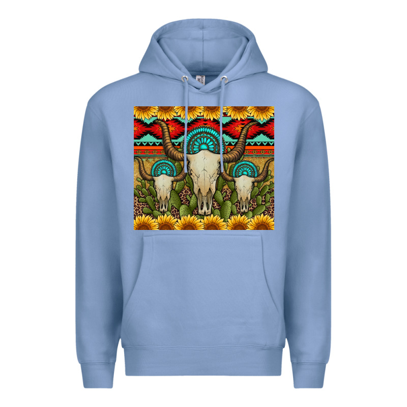 Bull Skulls Gemstones And Cactus With Leopard And Aztec Premium Hoodie by Artiststas | Teevron