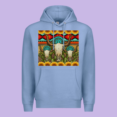 Bull Skulls Gemstones And Cactus With Leopard And Aztec Premium Hoodie Designed By Artiststas