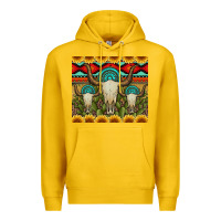 Lemon bull skulls gemstones and cactus with leopard and aztec Premium Hoodie - Artiststas