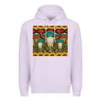 Lilac bull skulls gemstones and cactus with leopard and aztec Premium Hoodie - Artiststas