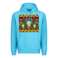 Ocean Blue bull skulls gemstones and cactus with leopard and aztec Premium Hoodie - Artiststas