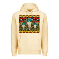 Pina Colada bull skulls gemstones and cactus with leopard and aztec Premium Hoodie - Artiststas