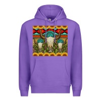 Purple bull skulls gemstones and cactus with leopard and aztec Premium Hoodie - Artiststas