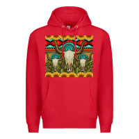 Red bull skulls gemstones and cactus with leopard and aztec Premium Hoodie - Artiststas
