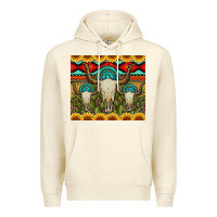 Sandshell bull skulls gemstones and cactus with leopard and aztec Premium Hoodie - Artiststas