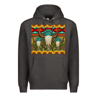 Smoke bull skulls gemstones and cactus with leopard and aztec Premium Hoodie - Artiststas