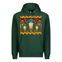 Sports Green bull skulls gemstones and cactus with leopard and aztec Premium Hoodie - Artiststas