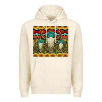 Tofu bull skulls gemstones and cactus with leopard and aztec Premium Hoodie - Artiststas