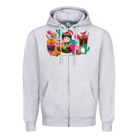 Heather Grey But first cafecito y chismecito Zipper Hoodie - RanaPortraitStore