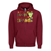 Burgundy Chip dippin' margarita sippin' Zipper Hoodie - RanaPortraitStore