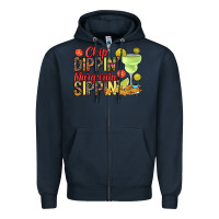 Navy Chip dippin' margarita sippin' Zipper Hoodie - RanaPortraitStore