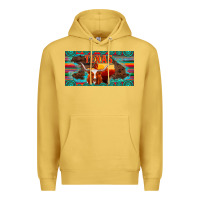 Antique Gold texas and map with longhorn serape gemstone licanse plate Premium Hoodie - Artiststas