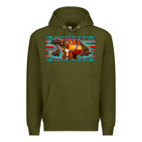 Army Green texas and map with longhorn serape gemstone licanse plate Premium Hoodie - Artiststas