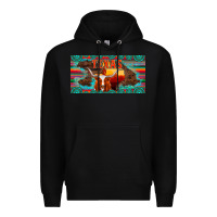 Black texas and map with longhorn serape gemstone licanse plate Premium Hoodie - Artiststas