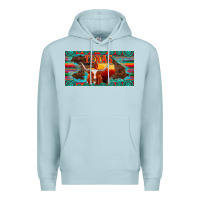 Blue Mist texas and map with longhorn serape gemstone licanse plate Premium Hoodie - Artiststas