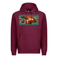 Burgundy texas and map with longhorn serape gemstone licanse plate Premium Hoodie - Artiststas