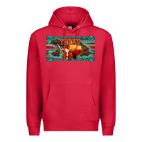 Cardinal texas and map with longhorn serape gemstone licanse plate Premium Hoodie - Artiststas