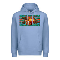 Colony Blue texas and map with longhorn serape gemstone licanse plate Premium Hoodie - Artiststas