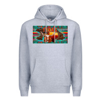 Heather Grey texas and map with longhorn serape gemstone licanse plate Premium Hoodie - Artiststas