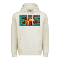 Oatmeal Heather texas and map with longhorn serape gemstone licanse plate Premium Hoodie - Artiststas